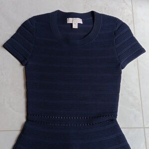 NEW MICHAEL KORS Navy Ribbed Knit Dress Size XS